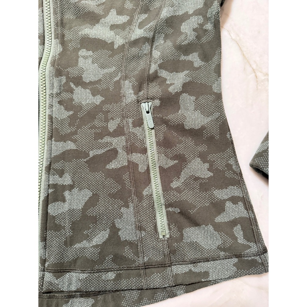 Lululemon Define Jacket Heritage Camo Olive Green Twill Women's 12 #109 - Picture 8 of 16